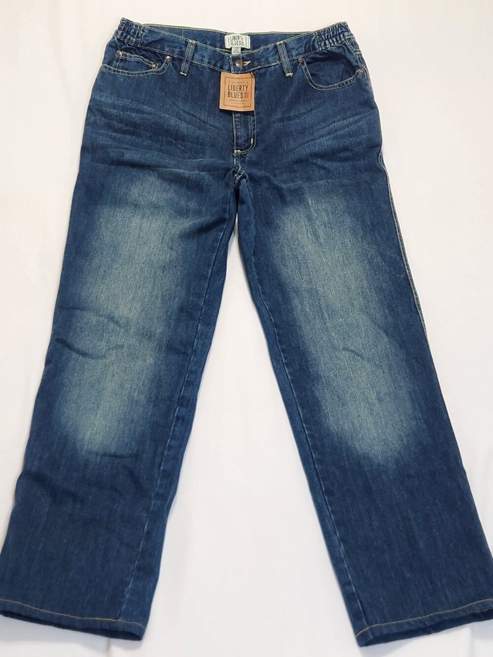 Liberty Blues Mens Loose Fit Side Elastic Jeans NWT 36x32